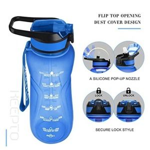 Keepto 34 Oz Water Bottle Straw BPA free Motivational With Time Marker Blue.(d16